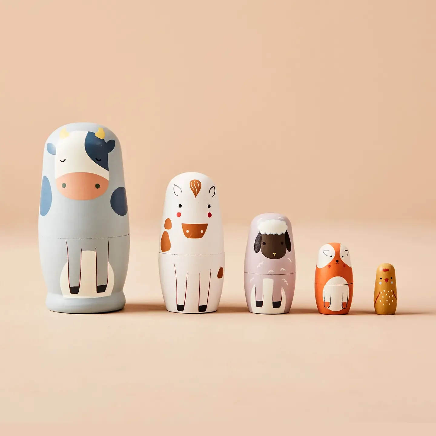 Just Bee Kids Farm Animal Wooden Nesting Dolls