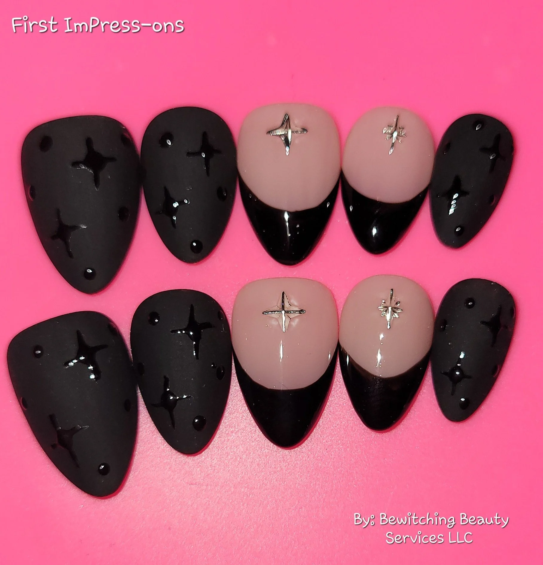 Black matte star nails