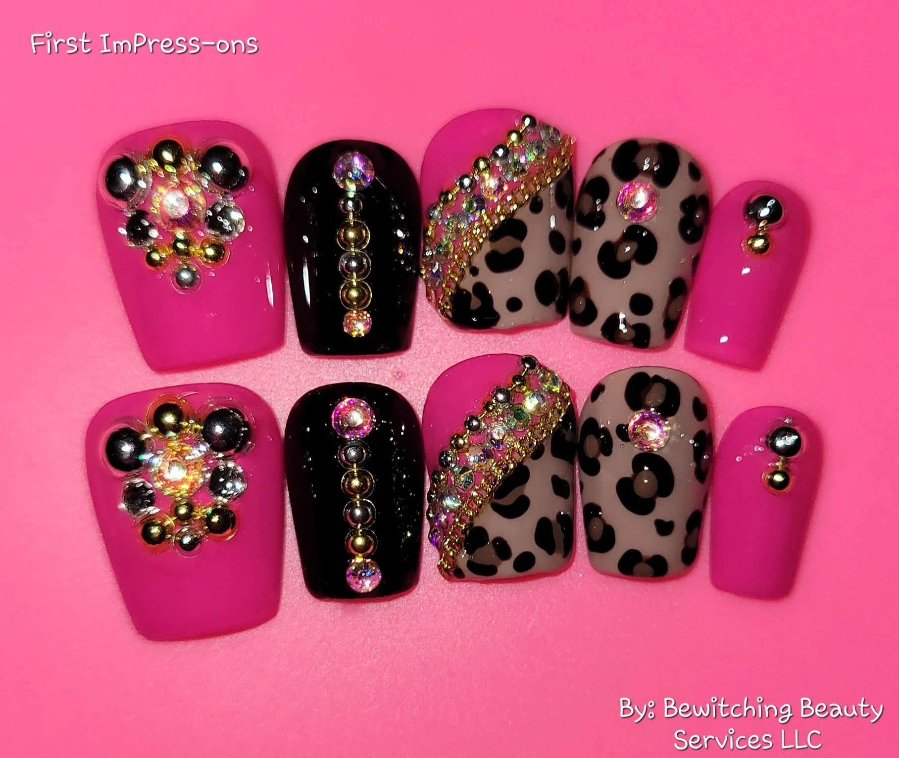 Pink Leopard Bling Set