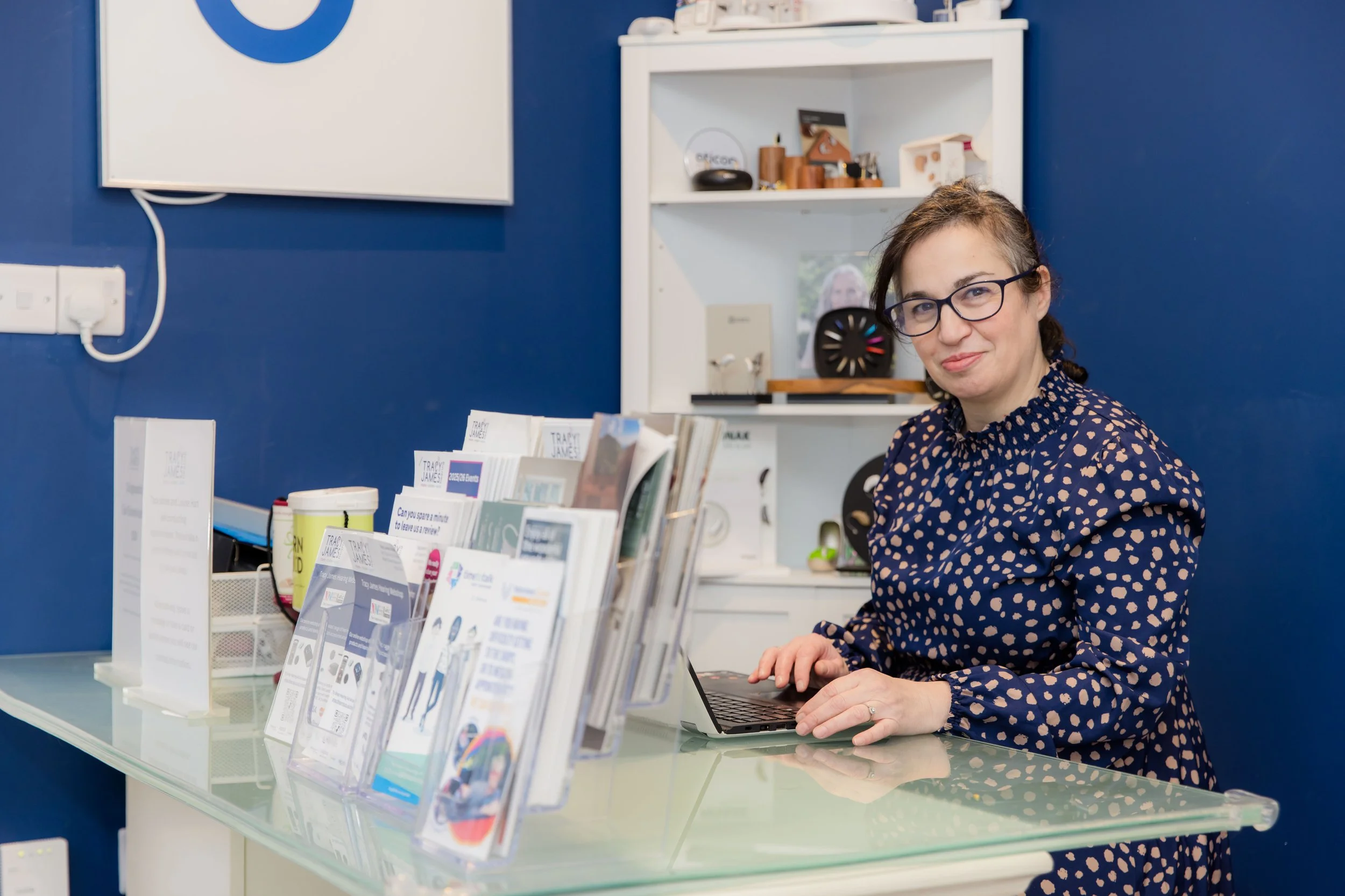 Tracy James Hearing Clinic Reception Desk with Louise Hart Audiologist