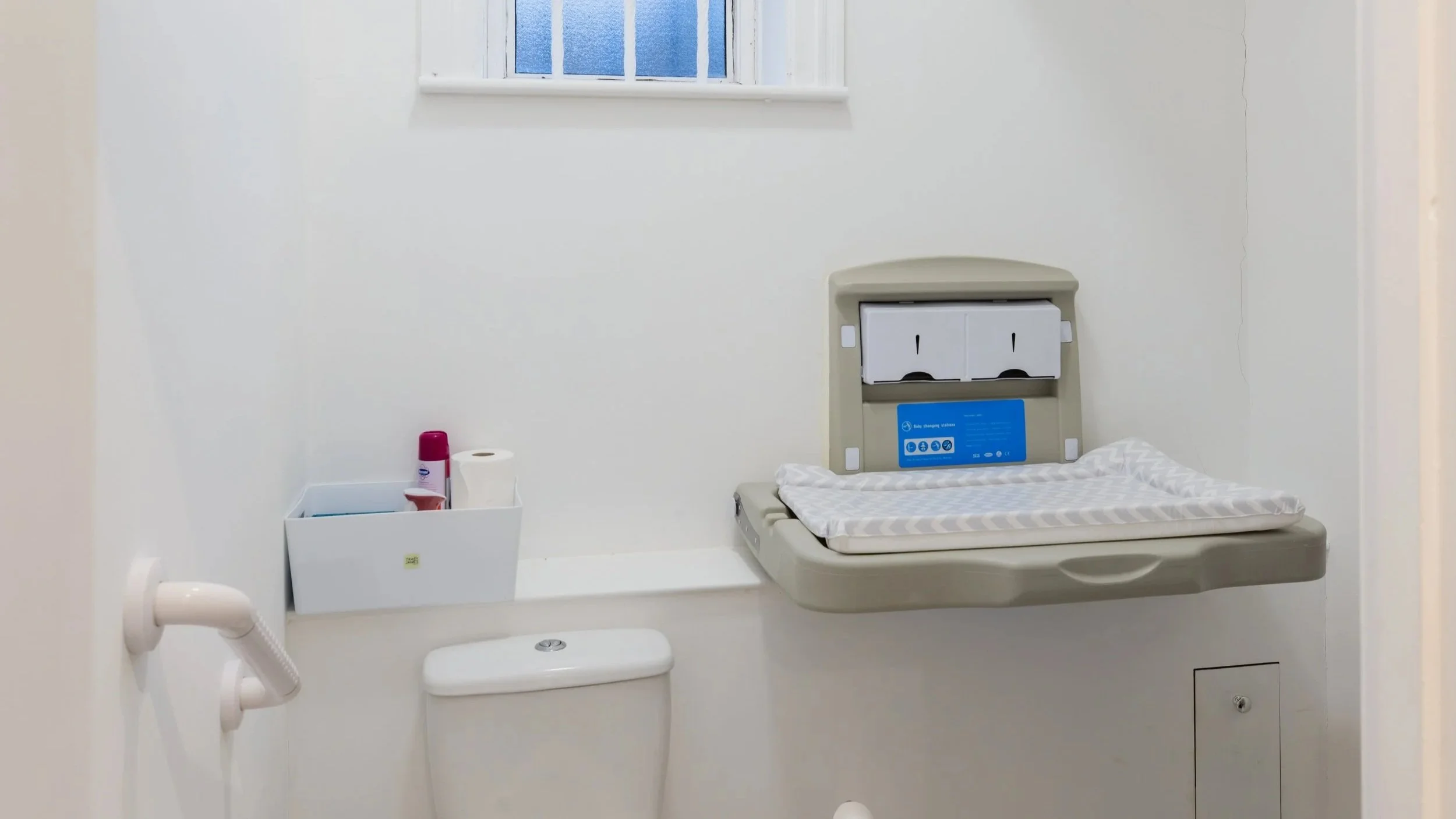 Tracy James Hearing Clinic Toilet facilities, hand rail and baby changing area