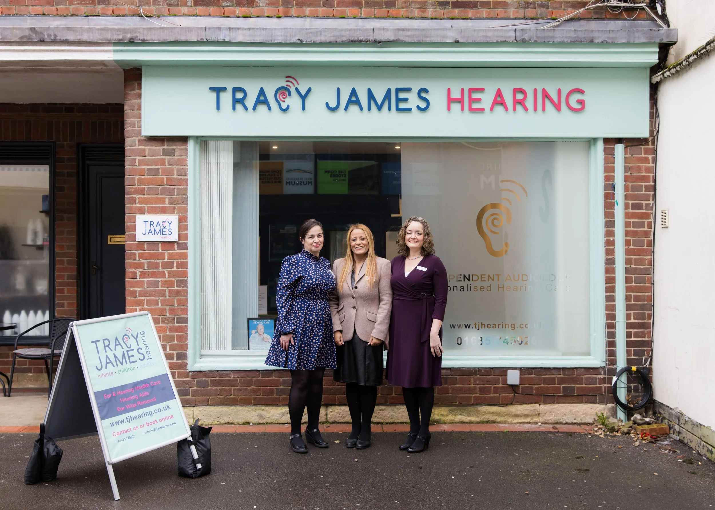 Tracy James and the team outside Tracy James Hearing clinic in Wharf Street Newbury. Left to right Louise, Sandra, Tracy