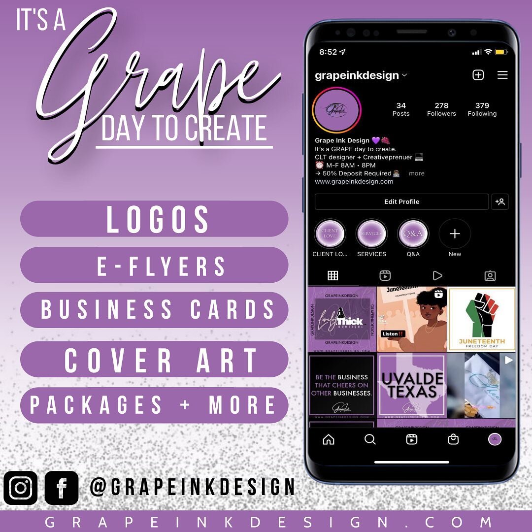 I want to fill up my portfolio!💜🍇
@ someone who need a service done 👩🏾&zwj;💻
&bull; 
&bull; 
&bull; 
Inquiries can be forwarded to:
💌Grapeinkdesigns@gmail.com
www.grapeinkdesign.com