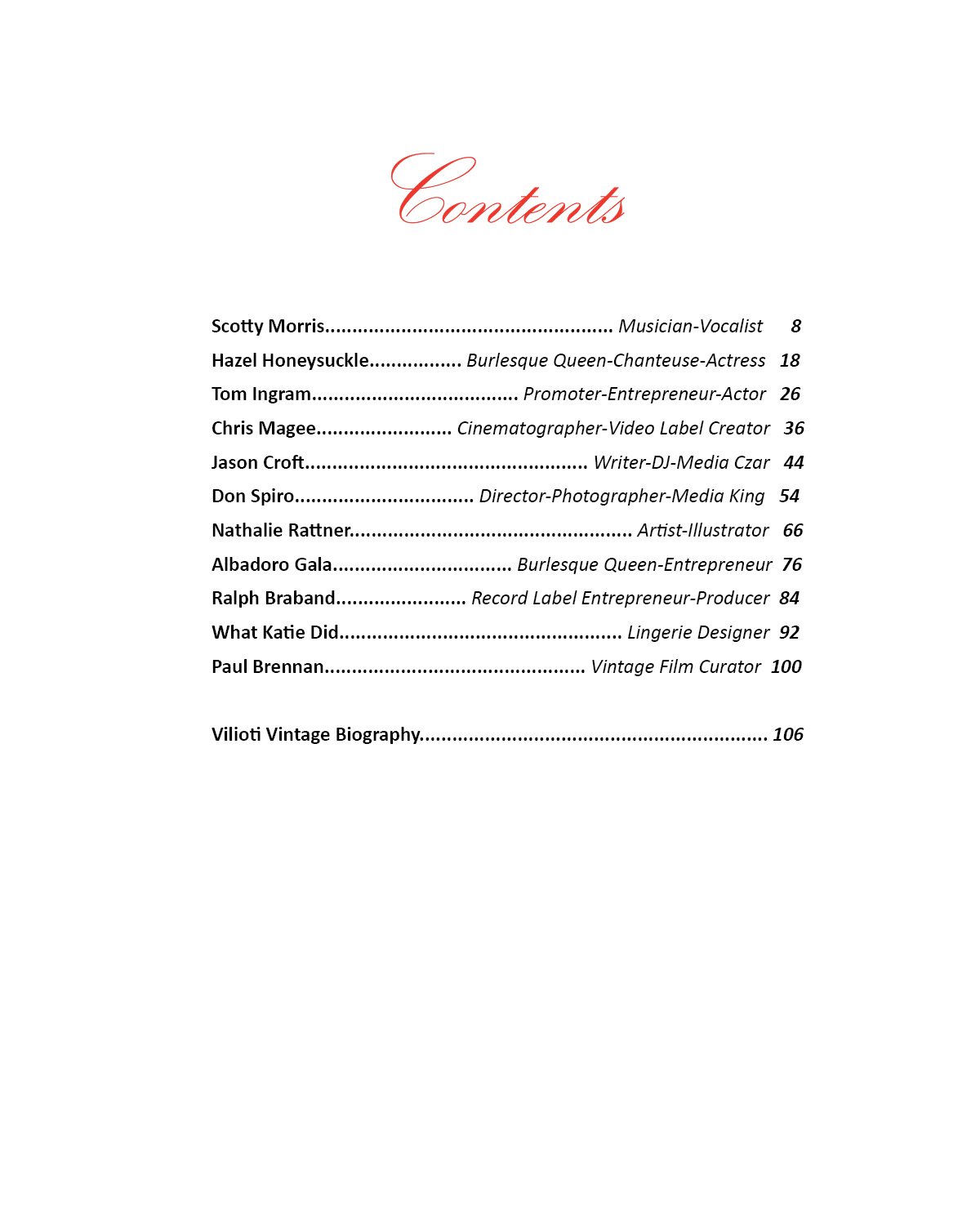 eBook: Vilioti Vintage | Vol. 1 Content