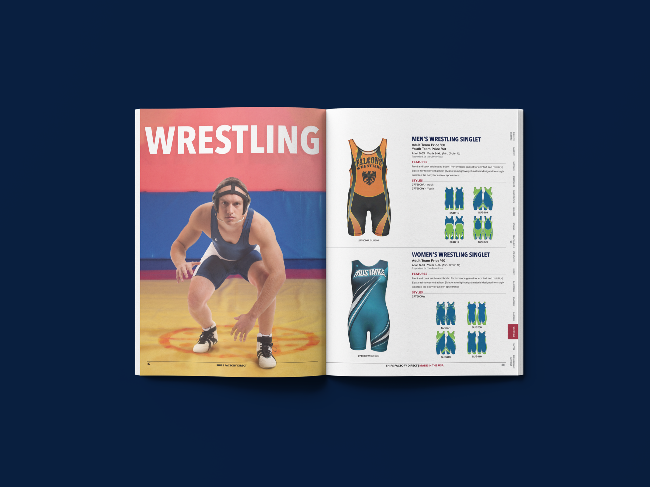 Wrestling cover spread for boathouse catalog