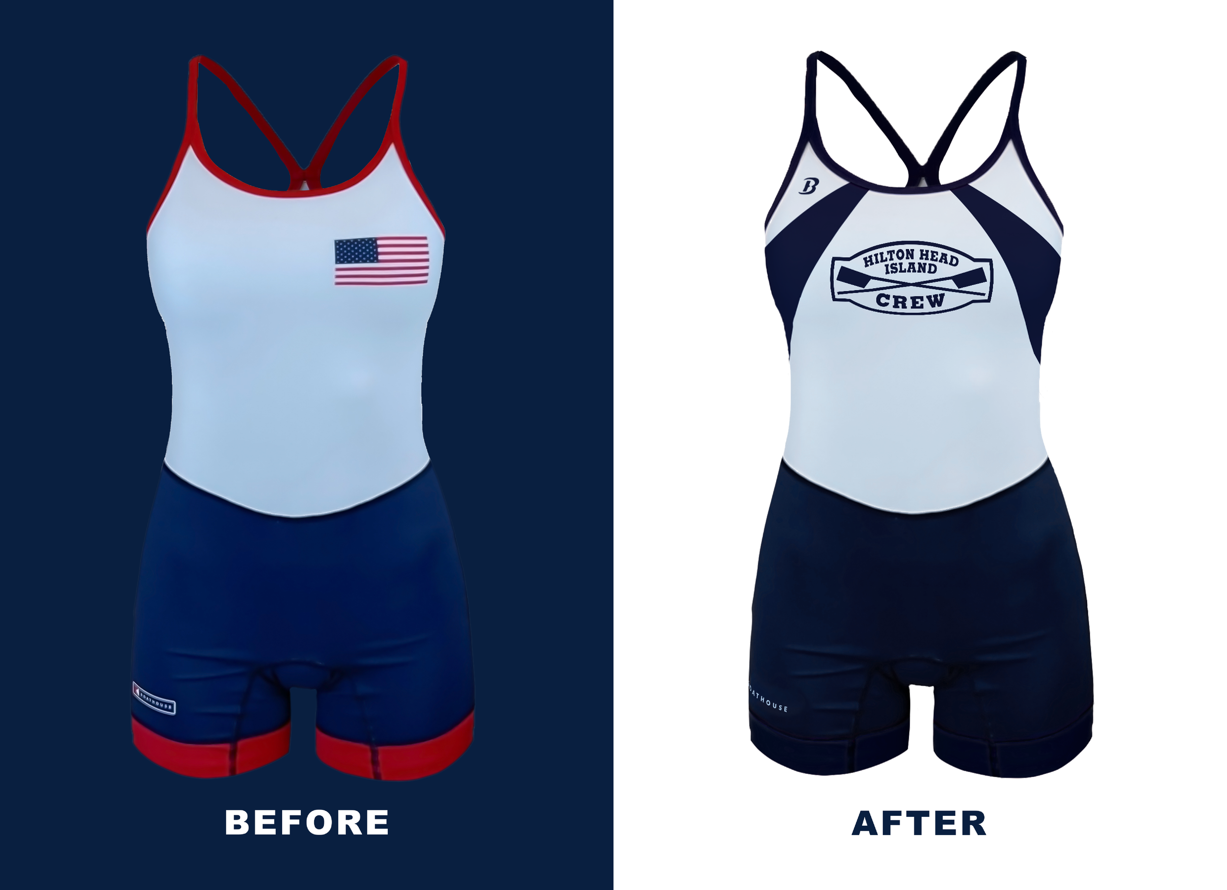 before and after edited image of boathouse's women's freedom II unisuit