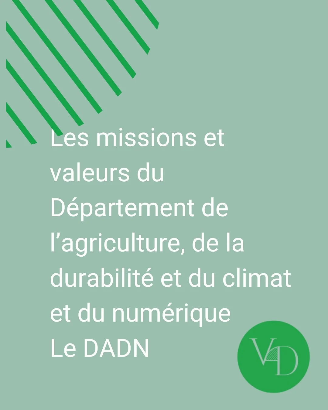 🌿 Nos missions et nos valeurs au c&oelig;ur de mon engagement au sein du DADN.

Je suis profond&eacute;ment fi&egrave;re de diriger le D&eacute;partement de l&rsquo;agriculture, de la durabilit&eacute; et du climat et du num&eacute;rique (DADN).

Ch
