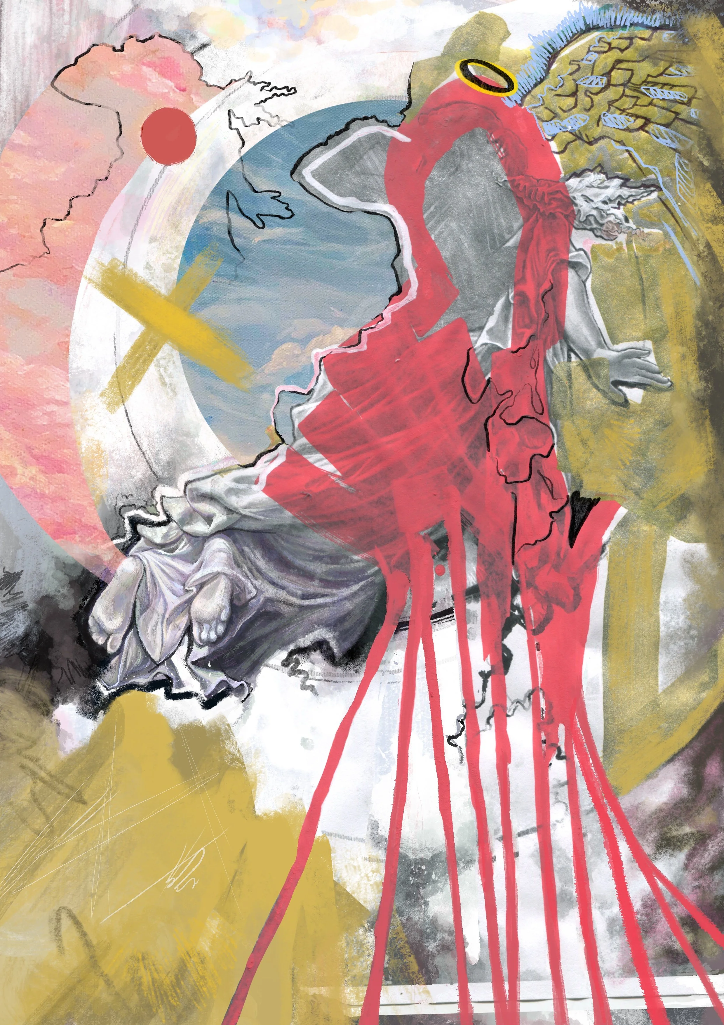 Final panel of narrative triptych illustration.