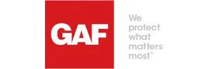 GAF logo with slogan "We protect what matters most" on a red square.