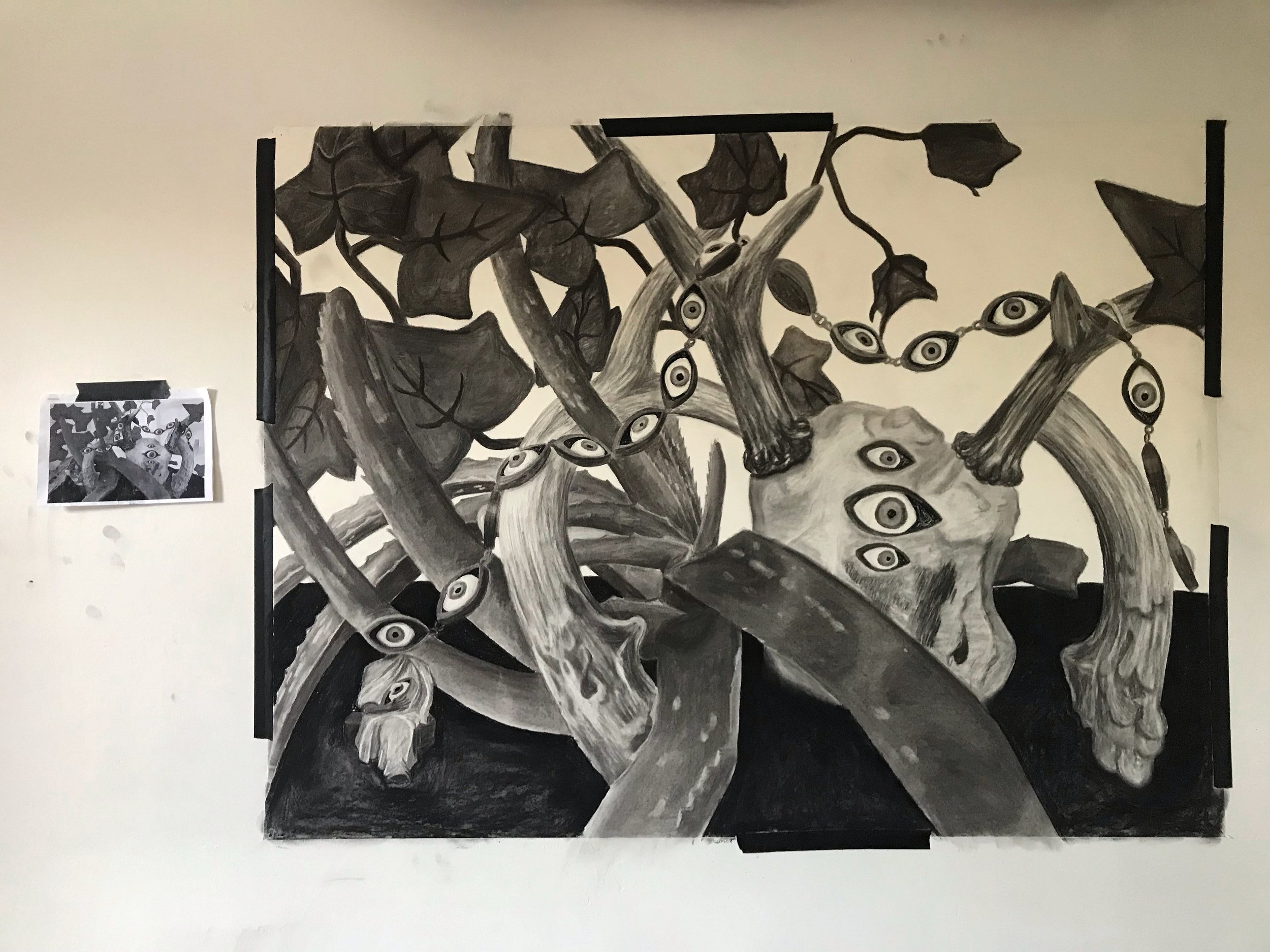 Dreamscape Collage Charcoal on Paper