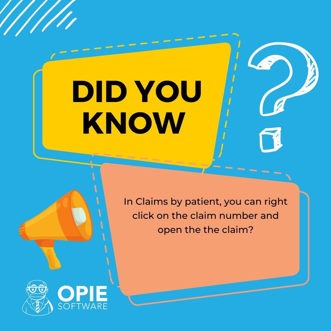 Did you know in Claims by patient, you can right-click on the claim number and open the the claim?