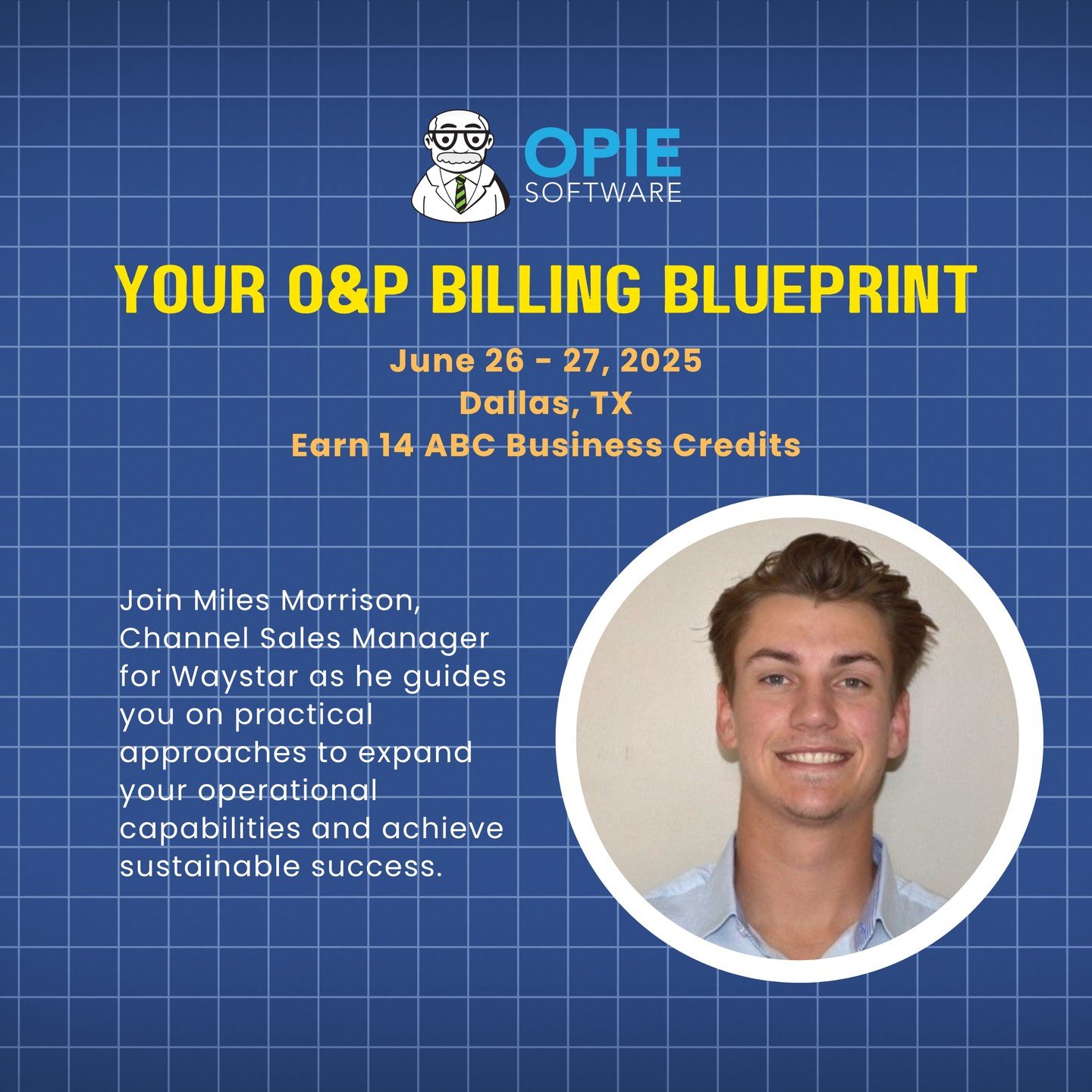 Speaker Spotlight: Miles Morrison
Counting down to June 26–27, we're highlighting the incredible experts leading our sessions at Your O&P Billing Blueprint!
๐ Dallas, TX | ๐๏ธ June 26–27
๐ Earn 14 ABC Business Credits
Get ready to