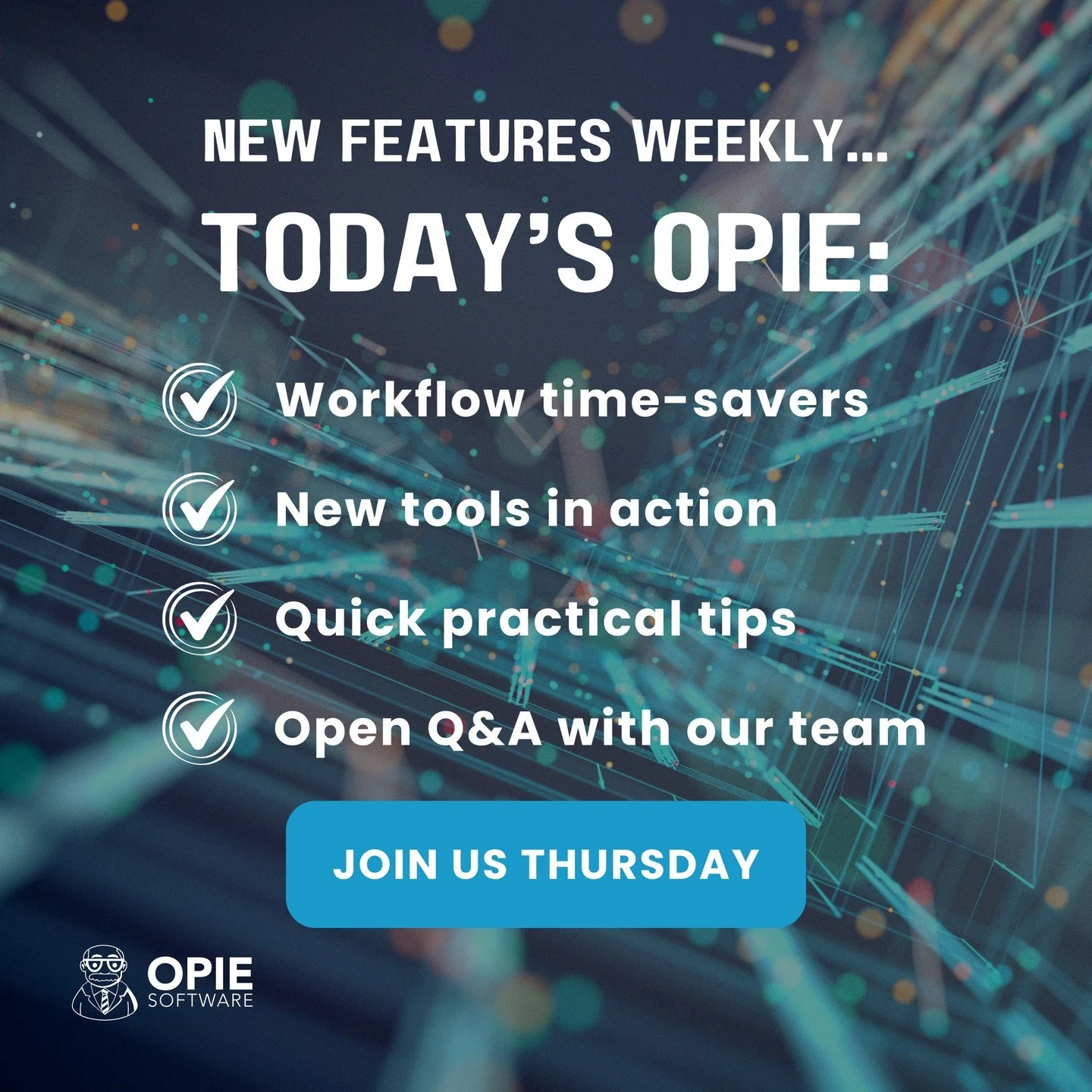 🎥 We&rsquo;re going live today!
Join us at 1:00 PM ET for our weekly Today&rsquo;s OPIE feature rundown + Q&amp;A.

Register on our website!