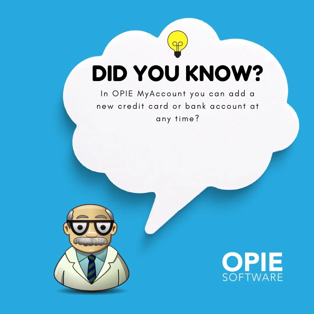 You have full control with OPIE&rsquo;s Autopay! 
Have a new credit card or bank account? Update your payment method at any time through MyAccount.

Don&rsquo;t have an MyAccount? Sign up for free using your email address to unlock a suite of conveni