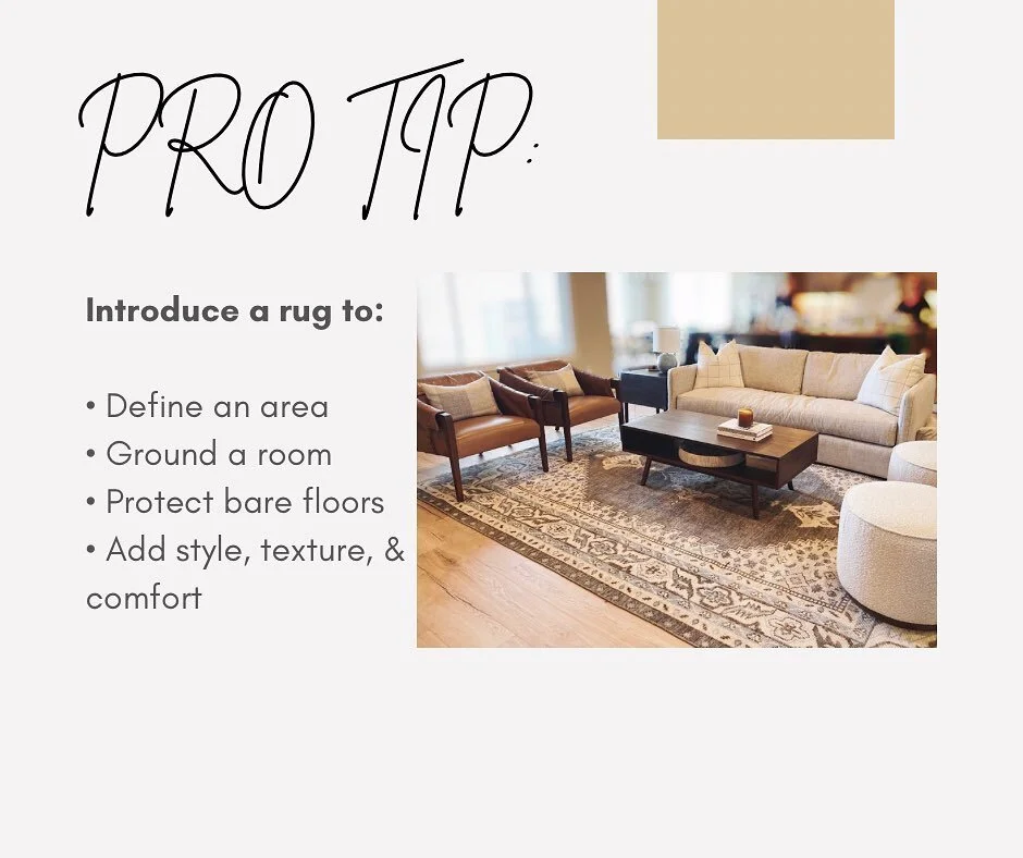 Choosing the correct* rug size is another tip for another day 😉