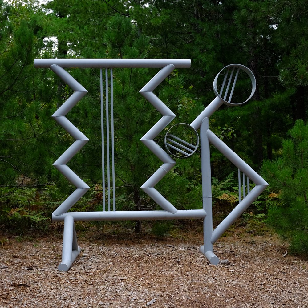 Silver sculpture at Lakenenland Sculpture Park