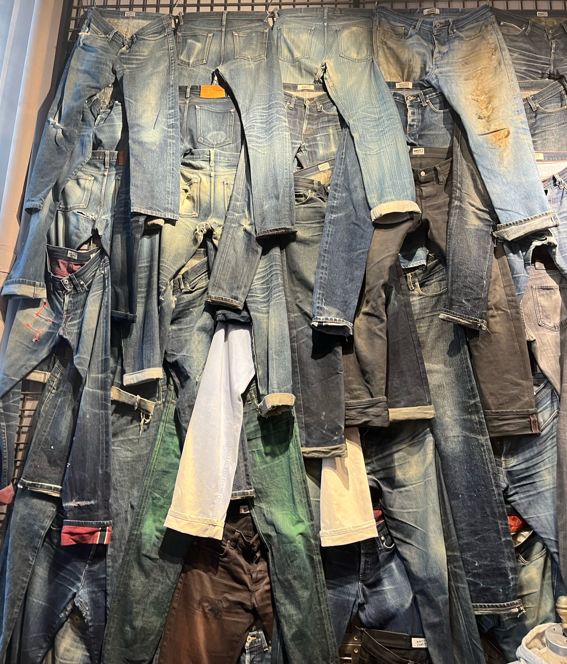 Pairs of jeans in a denim store in New York 2022