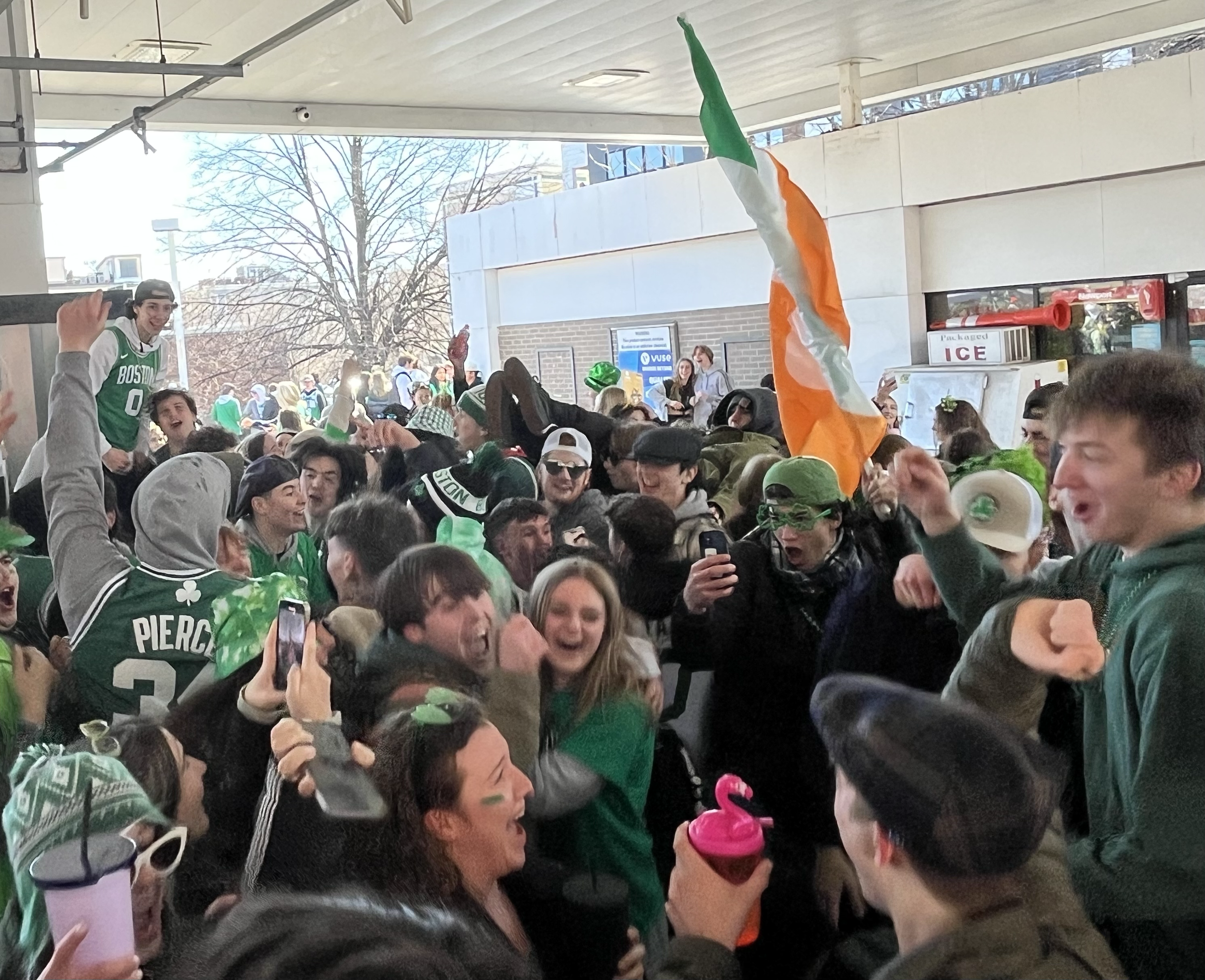 Mosh pit next to City of Boston's annual St. Patrick's Day Parade