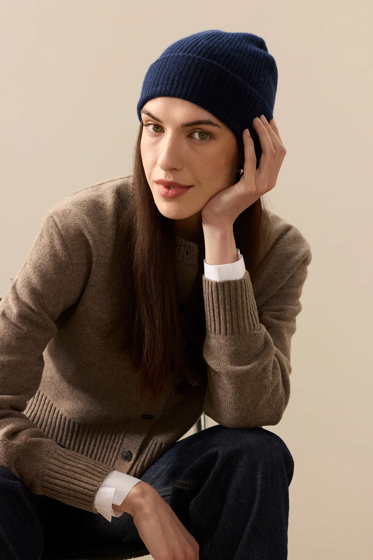 Helen Moore Navy Cashmere Hat Beanie