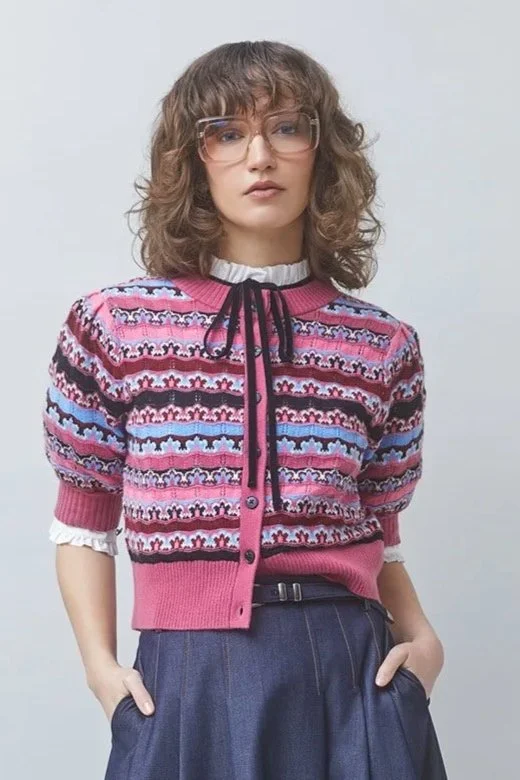 Sunoco Pink Stripe Cardigan Gemoni
