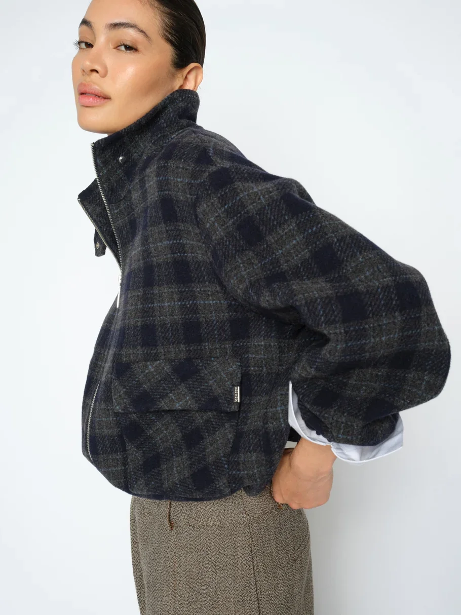Mos Mosh Navy Check Jacket Camille