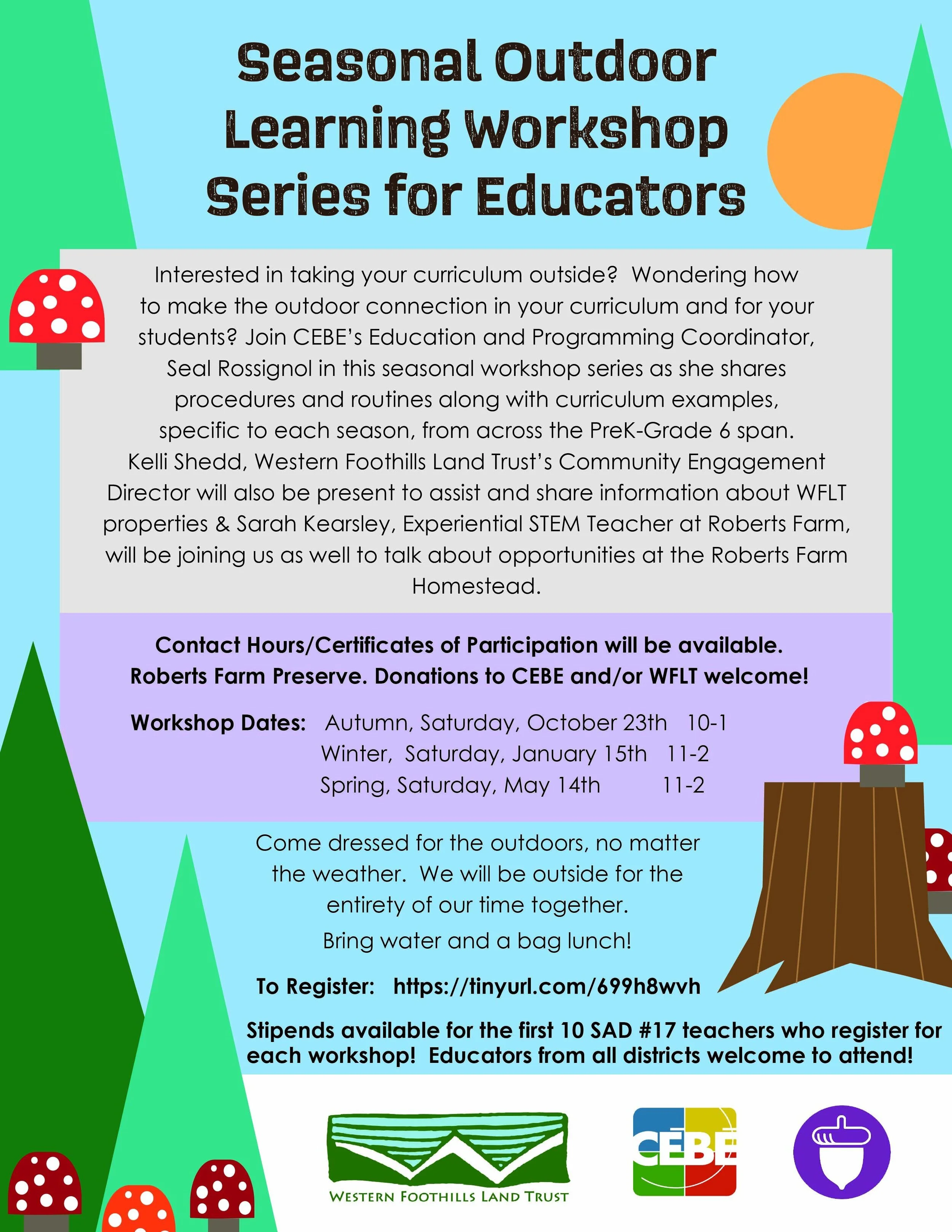 Center for Ecology Based Economy: Seasonal Outdoor Learning Workshop Series for Educators