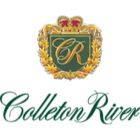 Logo with a crest featuring a crown, shield, and decorative gold elements with the letter 'R' and the text 'Colleton River' below.