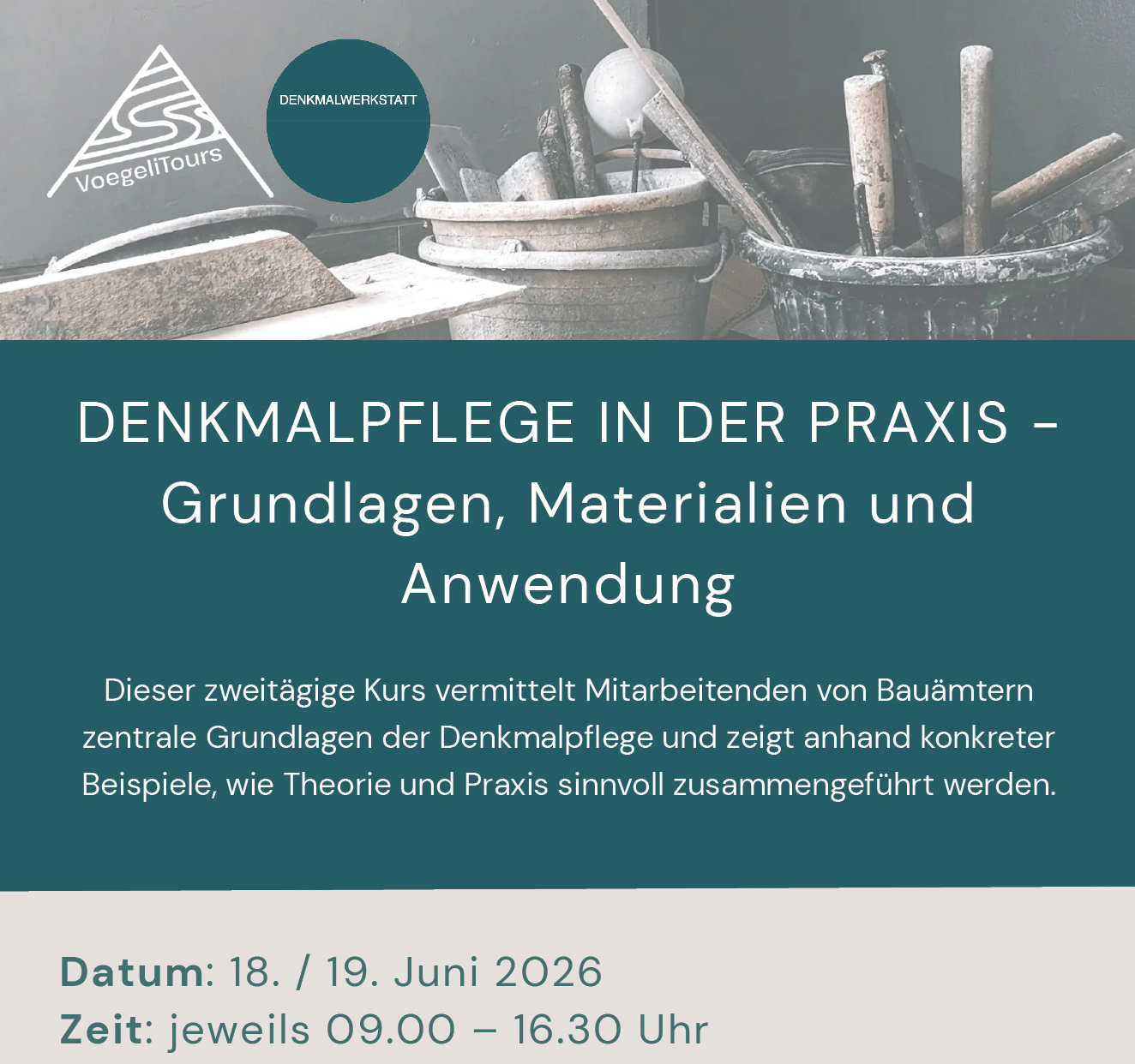 Kursausschreibung Denkmalpflege in der Praxis