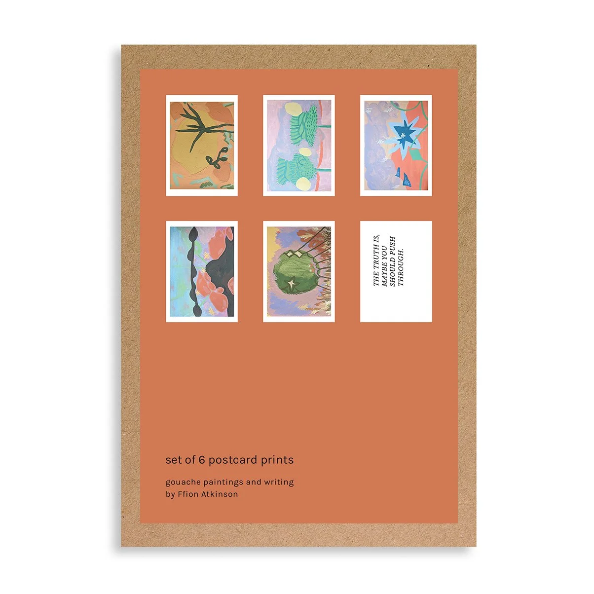 Truth / Push Through | Set of 6 postcard prints | Gouache paintings & writing
