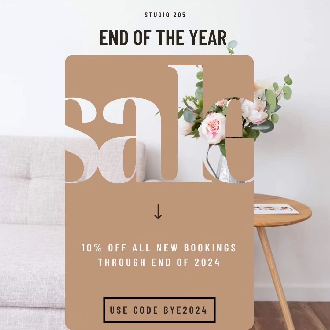 Our end of the year sale is here! 🥳

Book the studio for your sessions and use Code BYE2024 to get 10% off 🎉