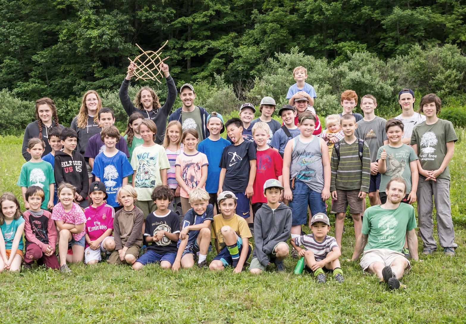 group of kids in outdoor homeschool and afterschool program in Montague MA