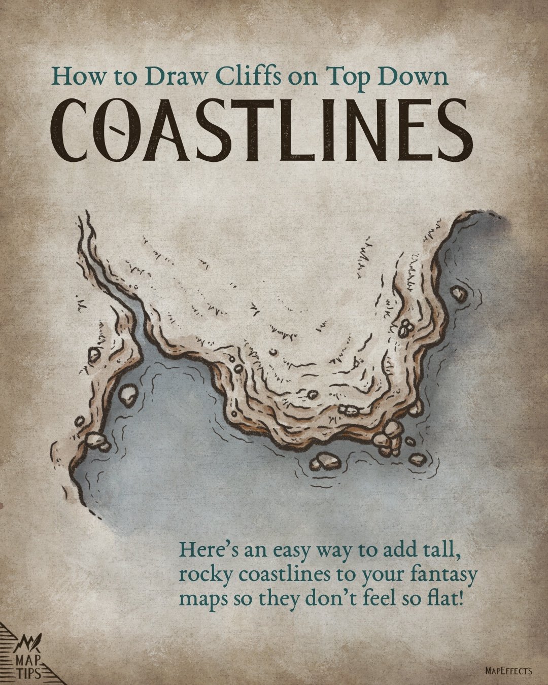 How to Draw Cliffs on Top Down Coastlines - Map Effects Tutorial