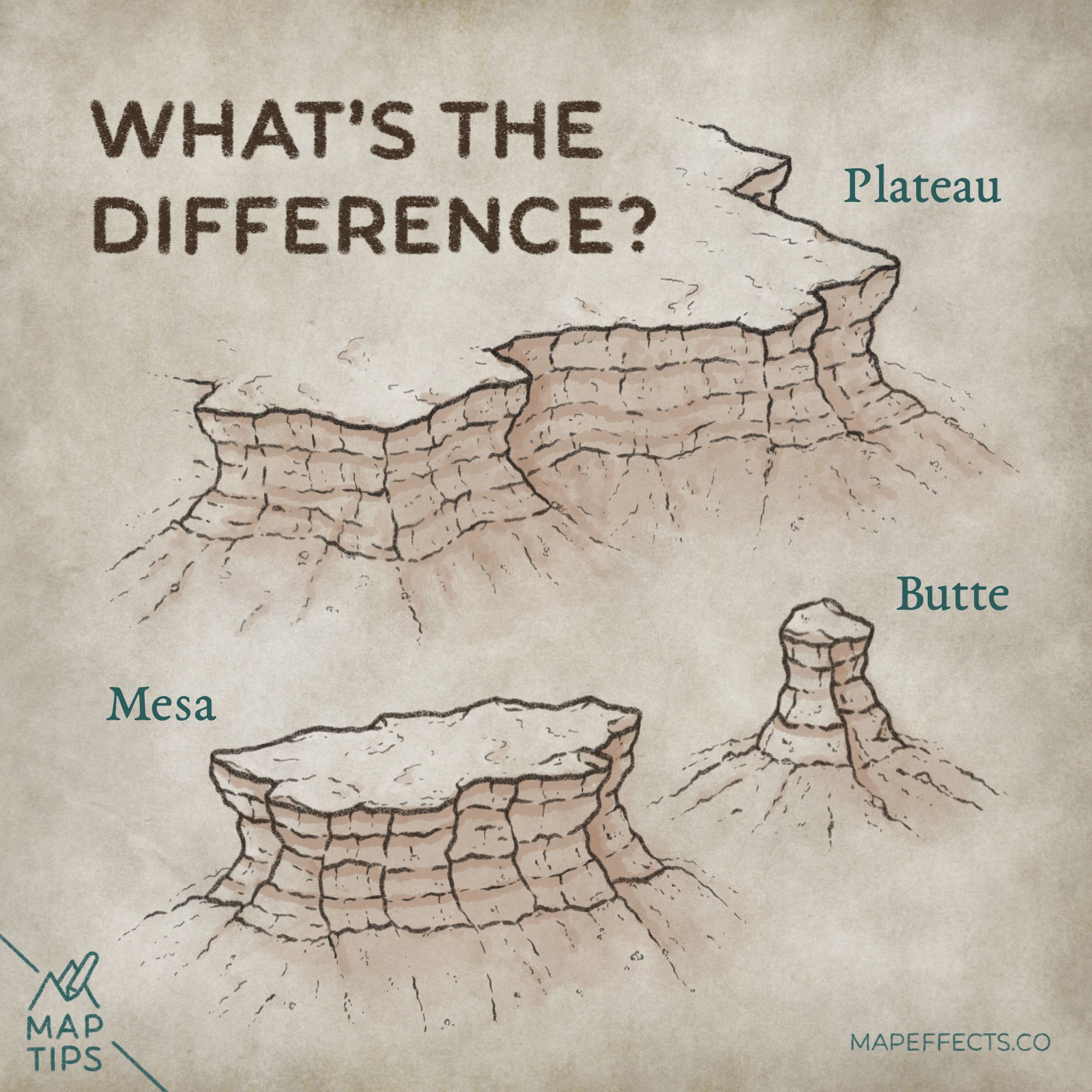 Plateaus, Mesas, & Buttes - What's the Difference? — Map Effects