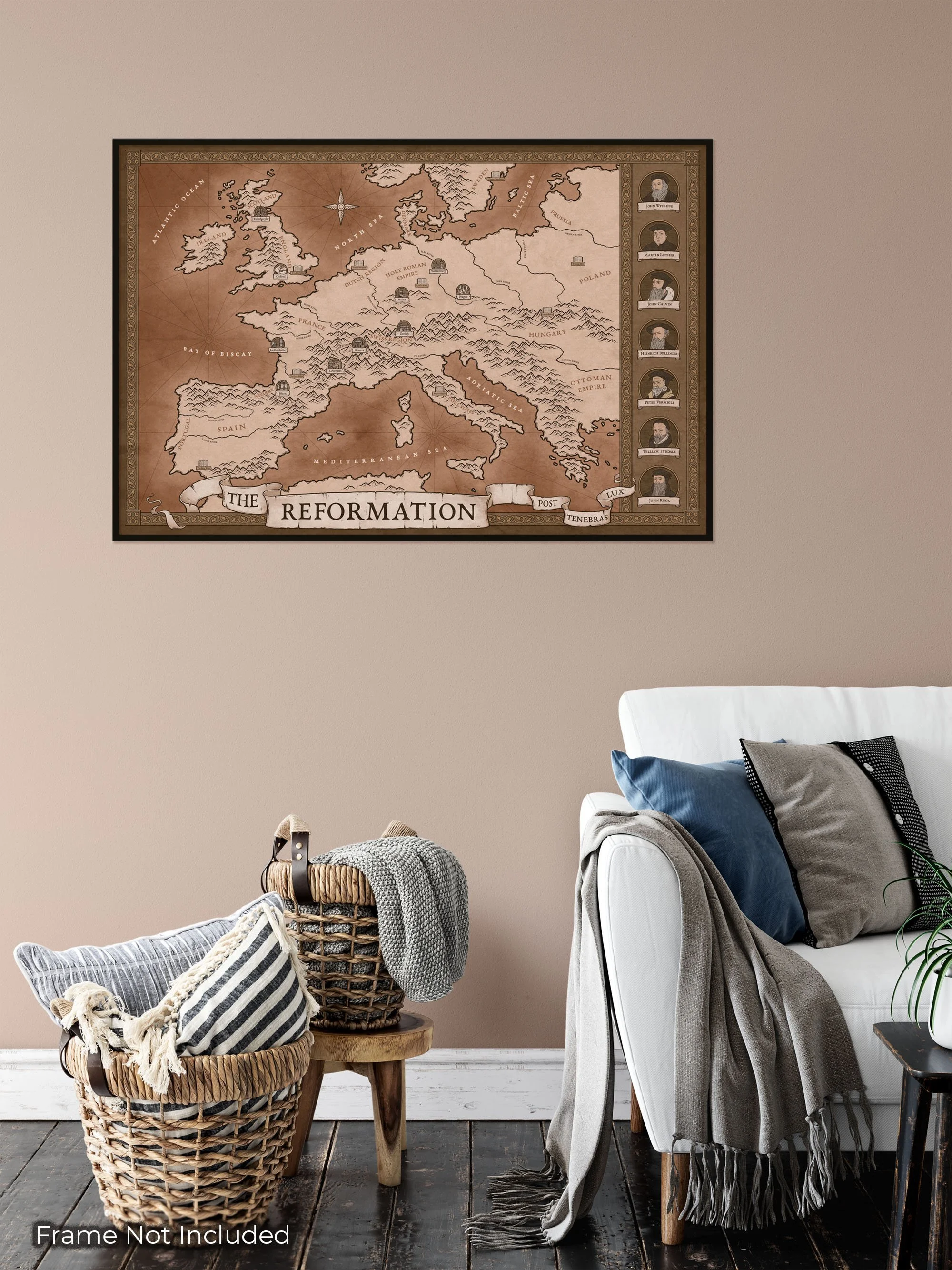 Hand Drawn Reformation Map Print Map Effects