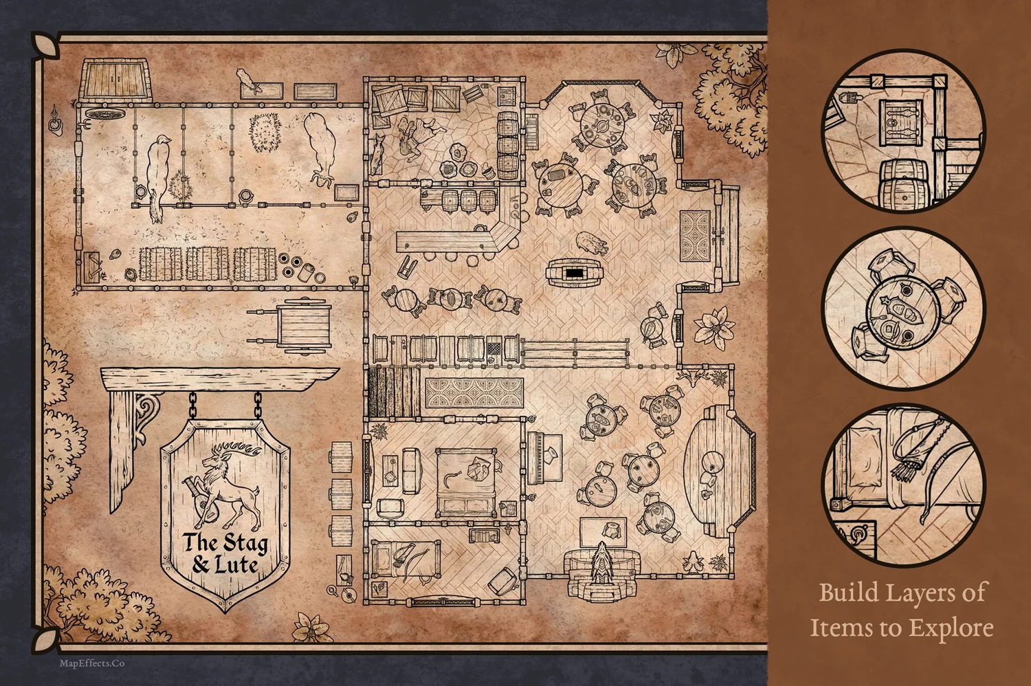 Inns & Taverns Map Builder for Your RPG Interior Maps — Map Effects