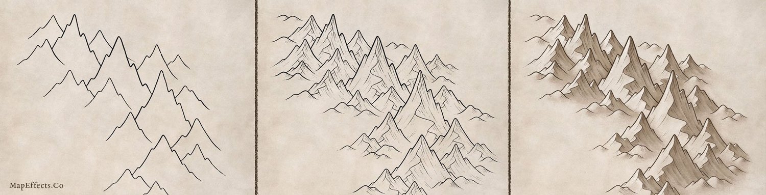 How to Draw Mountains on Your Fantasy Map — Map Effects