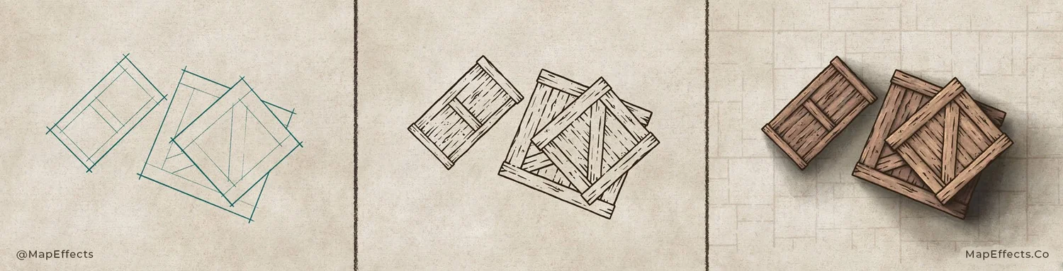How to Draw Wood Crates on RPG Interior Maps — Map Effects