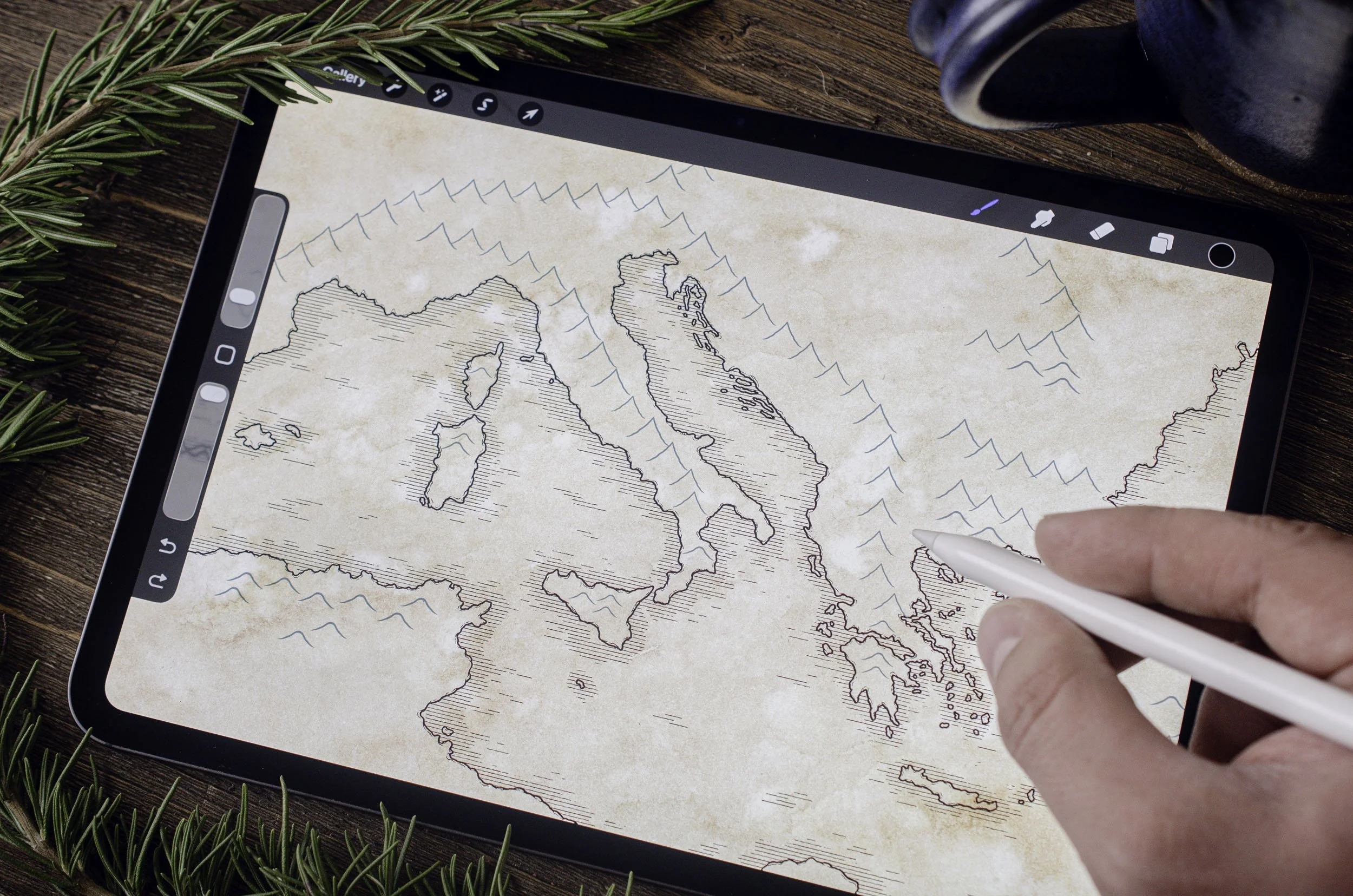 Odyssey Map Process - Sketching Mountains