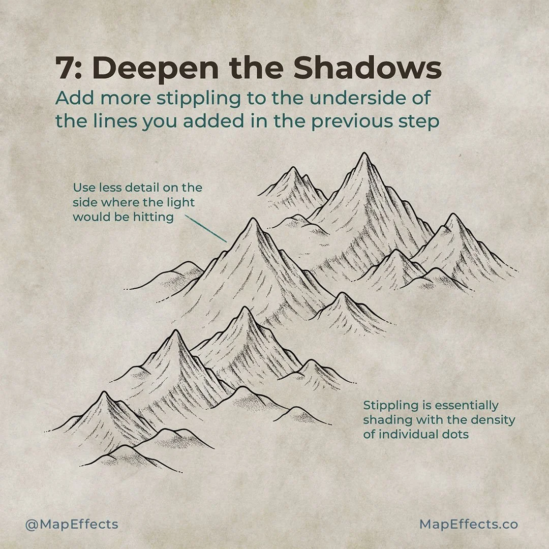 How to Draw Stippled Mountains On Your Fantasy Maps — Map Effects