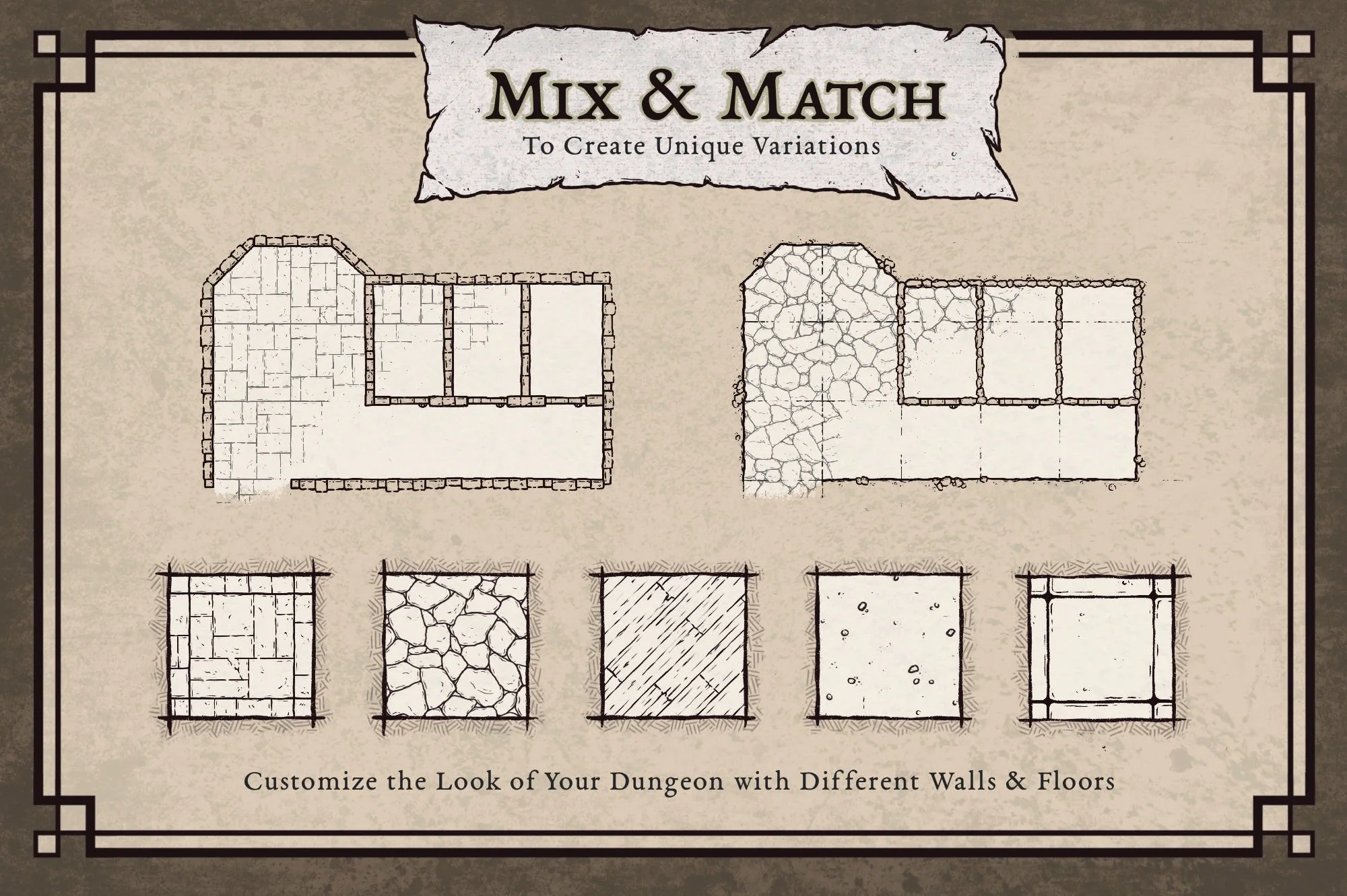 Dungeon Map Builder for Your Fantasy - Mix Match (72)