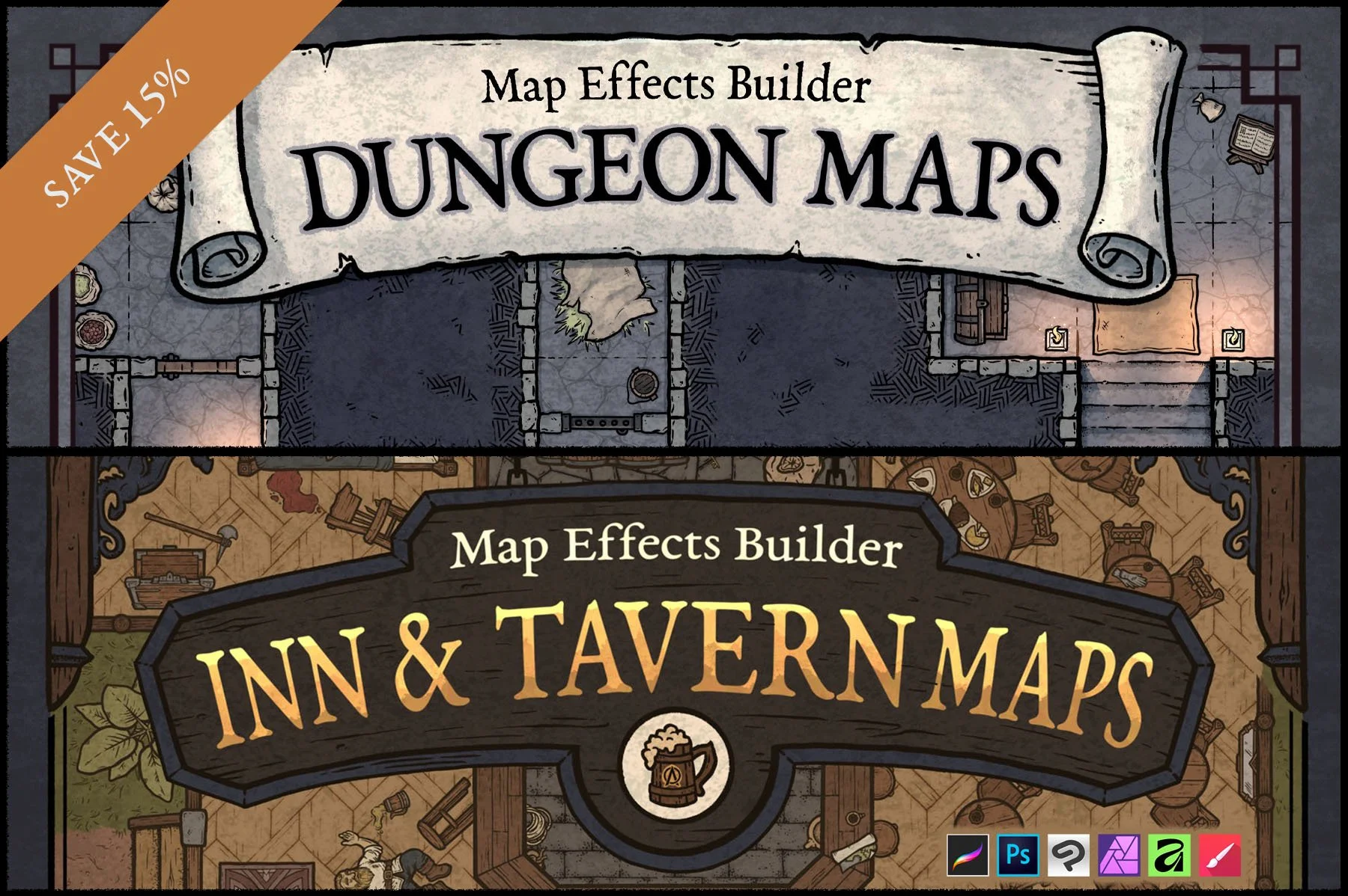 Map Dungeons & Interiors Easily for Your RPG | 400+ Hand-Drawn Features ...