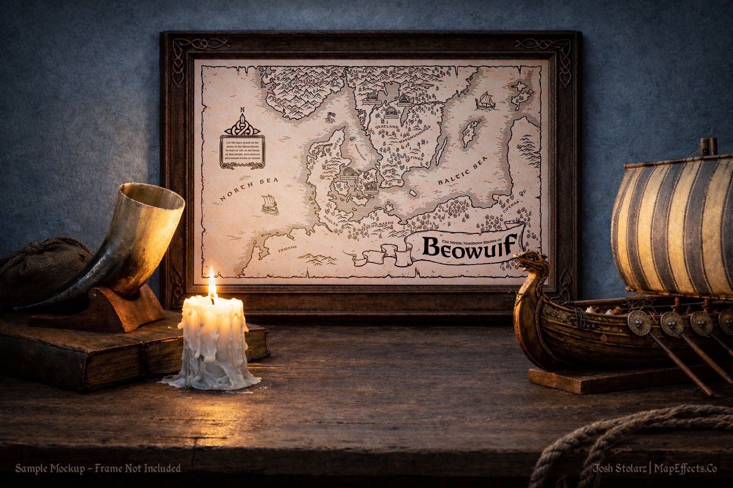 Beowulf Map | Anglo-Saxon & Viking Age Art Print — Map Effects