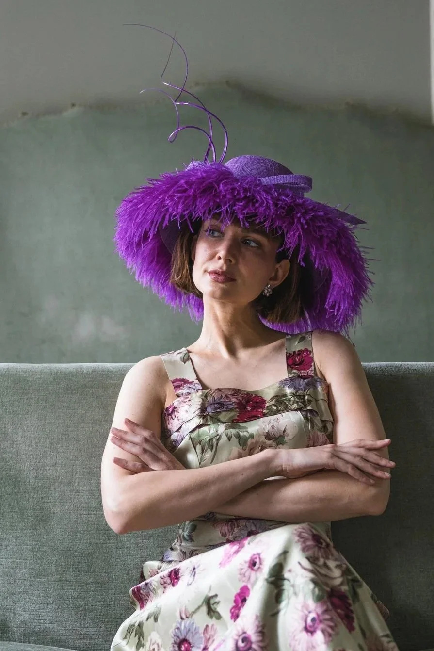 vintage ostrich bird feather brim hat