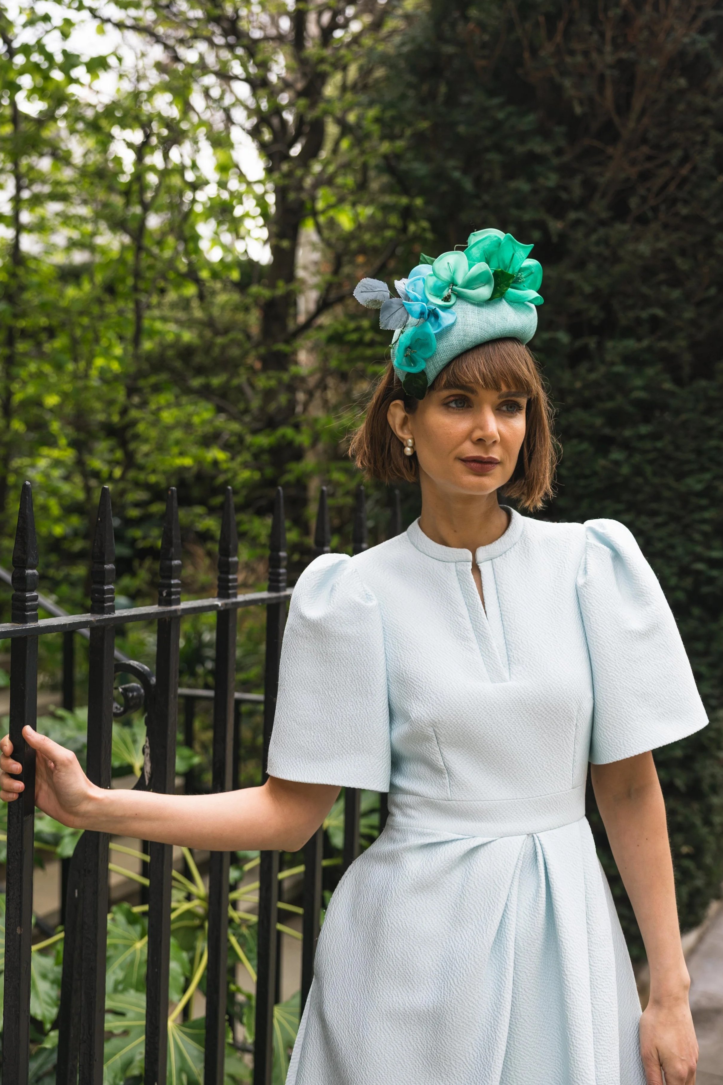 turquoise peacock camellia teardrop dyed to match