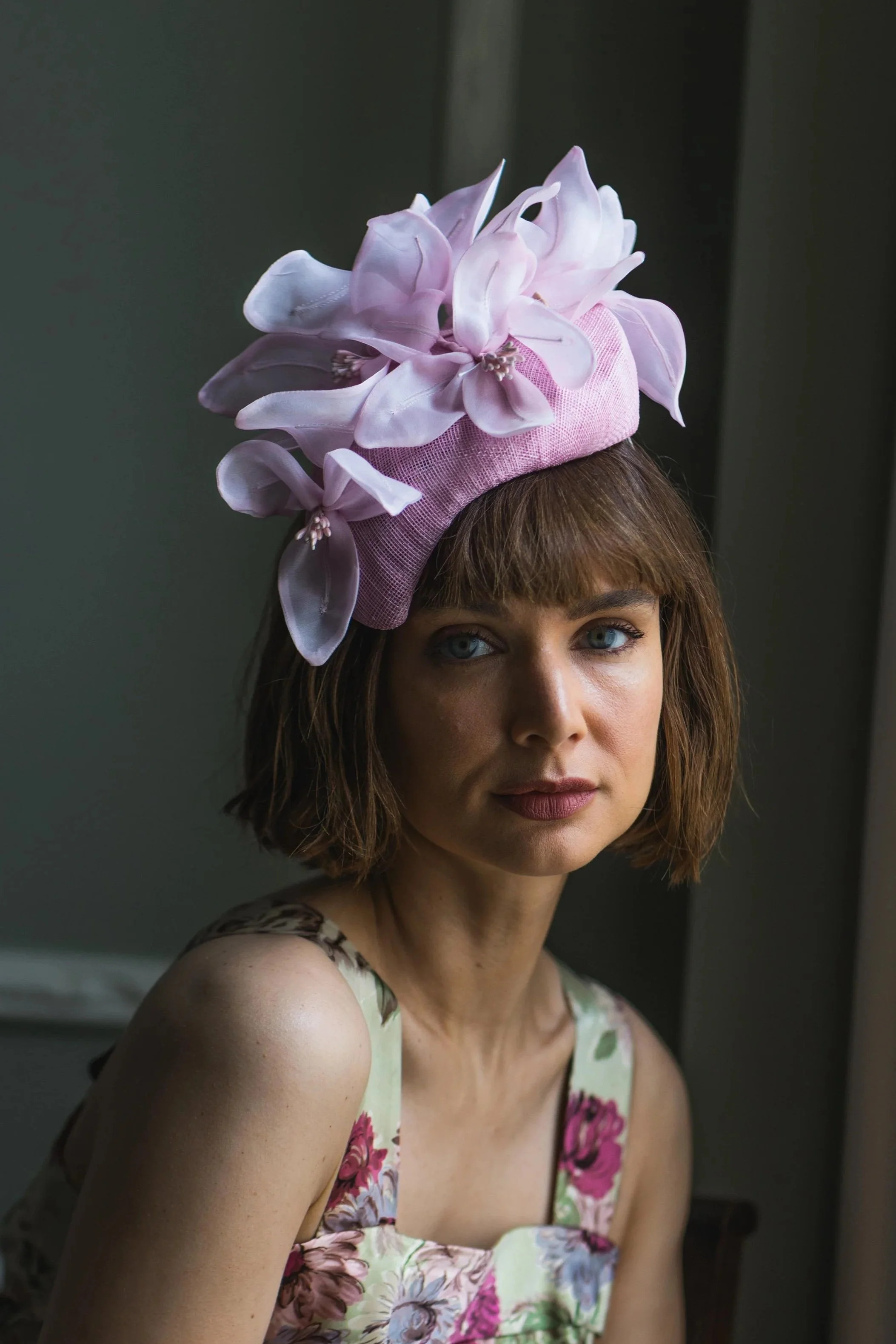 wild lily teardrop hat for weddings and ascot