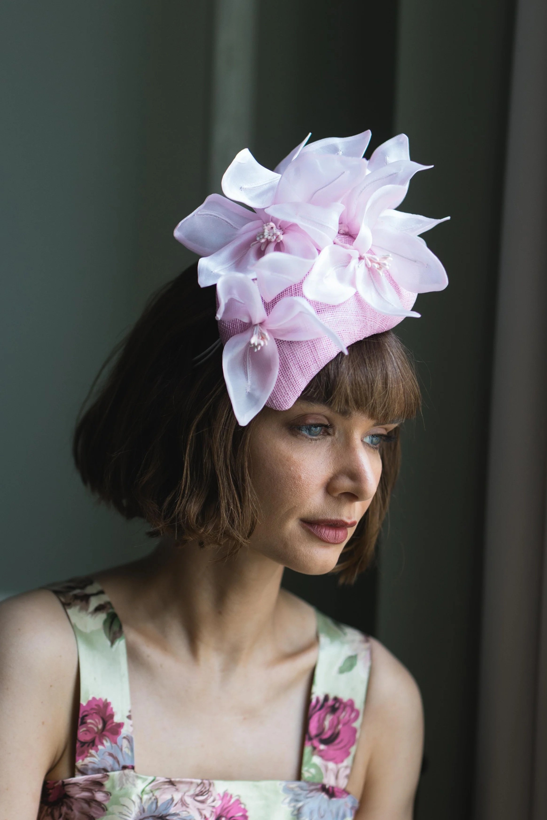 floral womens handmade organza flowers 1940s hat