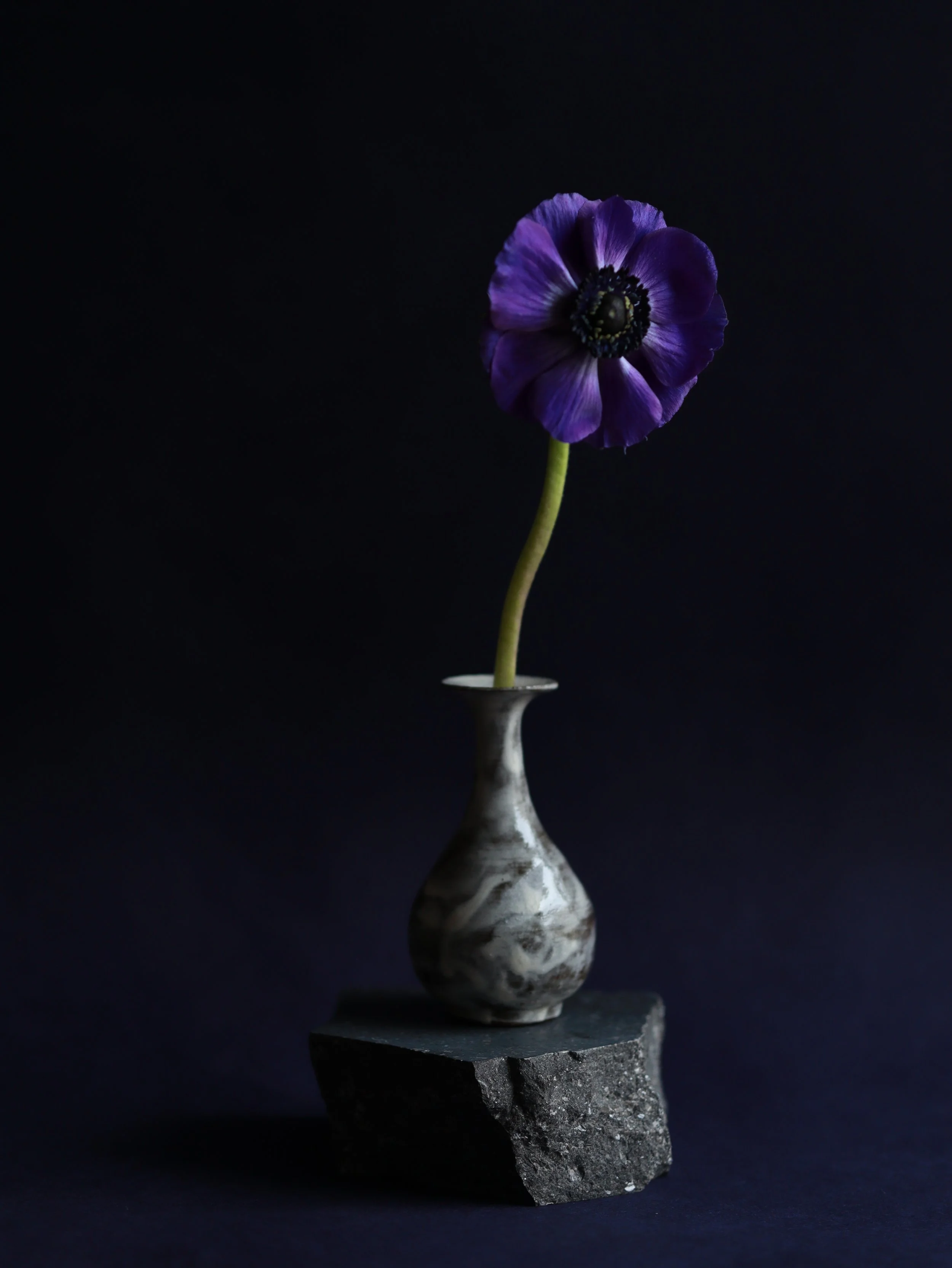 Kosi I, anenome with belgian blue stone and vase by Kosi Hidama