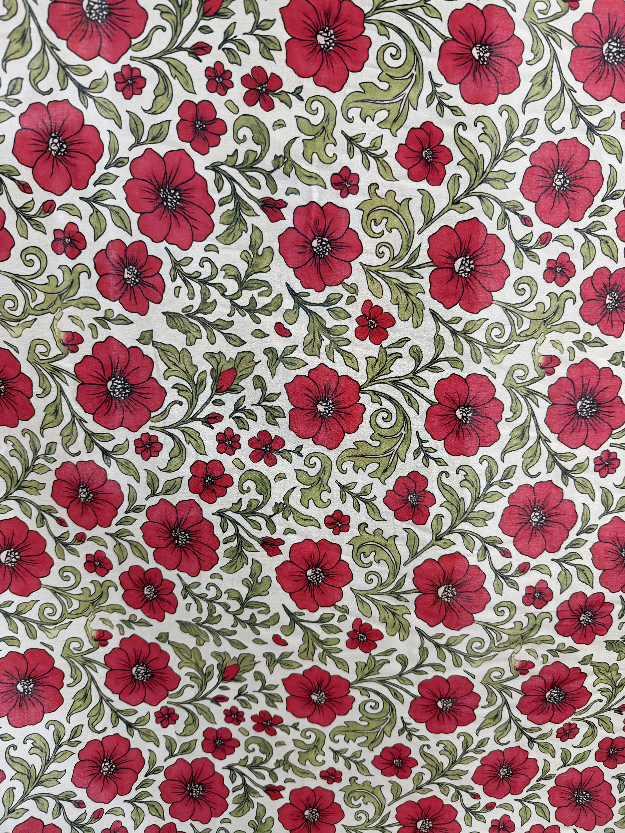 Red Vine Cotton Lawn