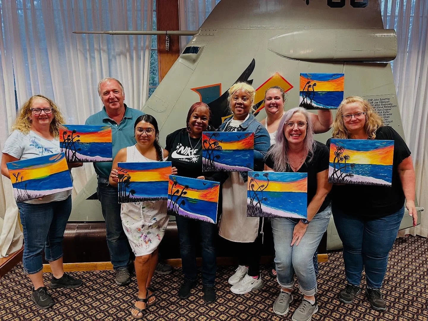 Another fun monthly paint night at the @nasoceana officer&rsquo;s club! One more to go next month, and if you&rsquo;re military affiliated, you can join in for free via MWR. Limited spots available &ndash; 10 people max, so sign up fast! 

Special sh