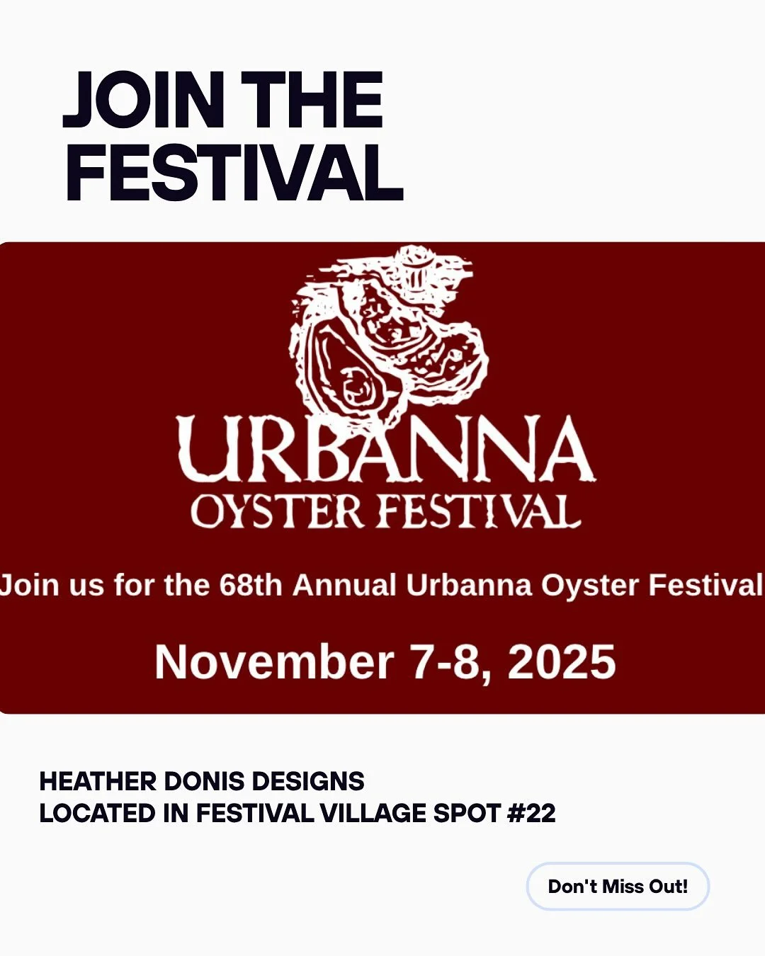 I&rsquo;m looking forward to being part of this amazing festival on Friday and Saturday! Find me in festival park, which is off Rappahanock Avenue!

#OysterFestival, #Oyster, #OysterArt